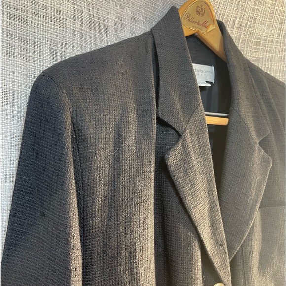 Liz Claiborne black lineny blazer - Picture 3 of 6